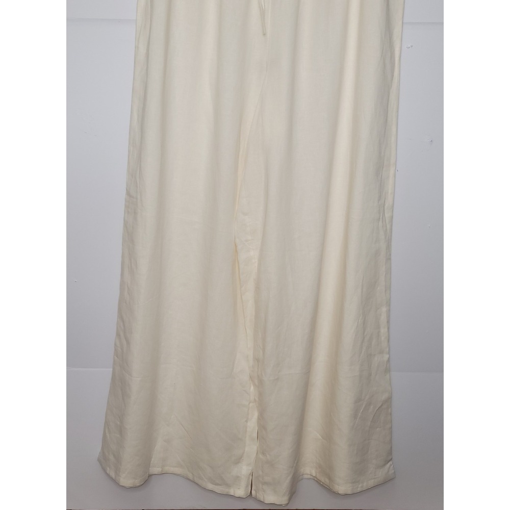 CALIA Cover Up Palazzo Pant M Cream Linen Blend Wide Leg Resort Minimalist Beach - Picture 5 of 9
